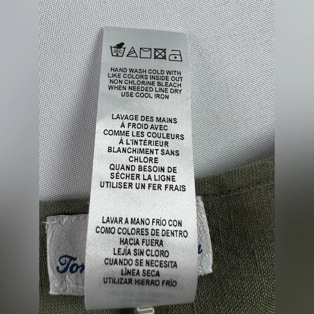 Tommy Bahama Olive Green Linen Viscose Eyelet Boho Peasant Dress - Picture 14 of 14